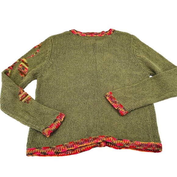 Northern Isles Womens Green Cardigan With Multicolor Floral Design & Button Fron - Picture 7 of 7